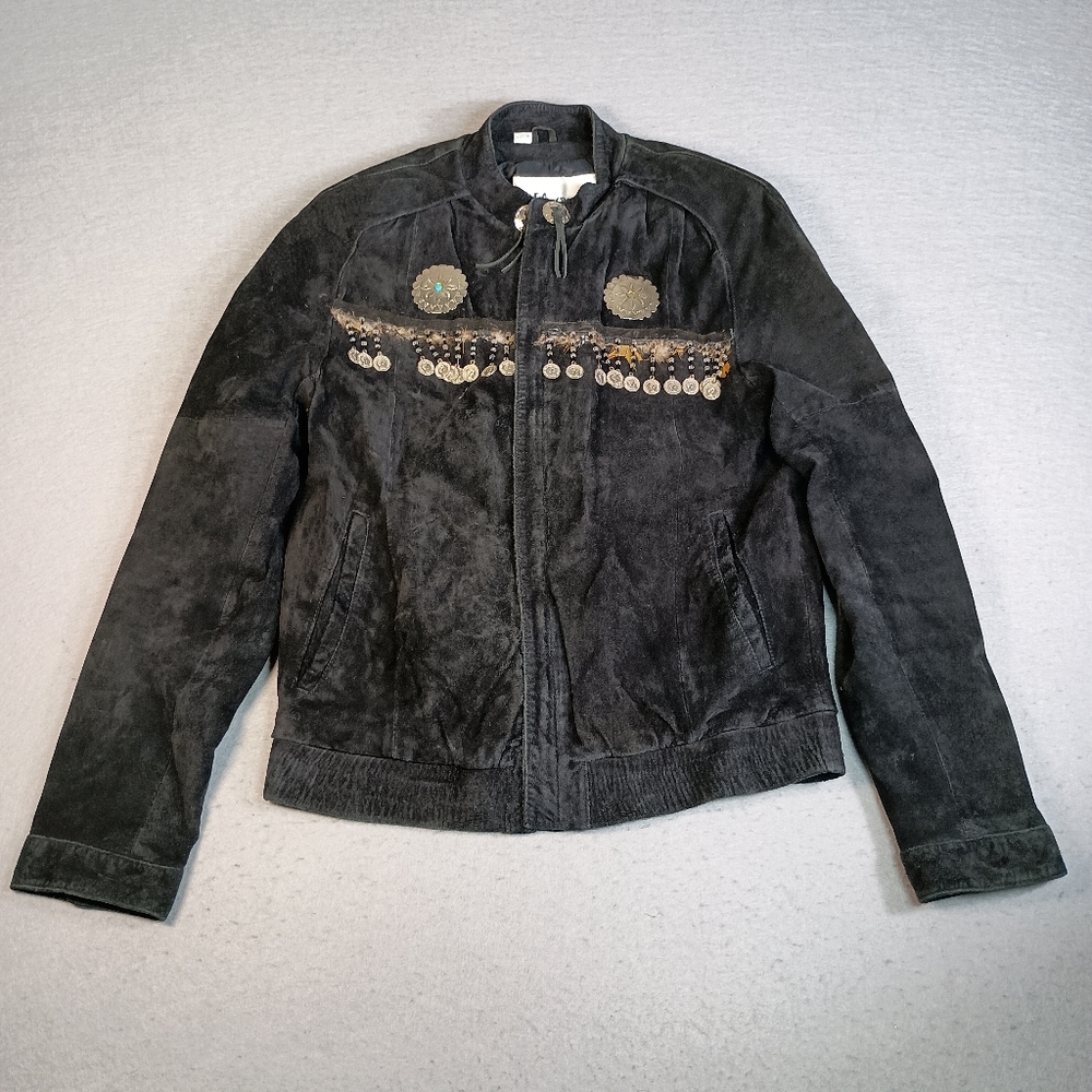 Wilsons Suede Leather Western Style Fringe Earthy Decorative Size 38 Jacket VTG